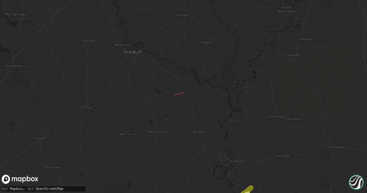 Hail map in Dumas, AR on January 5, 2025