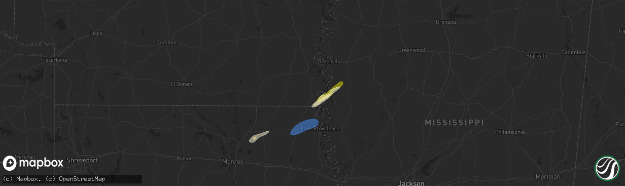 Hail map in Eudora, AR on January 5, 2025