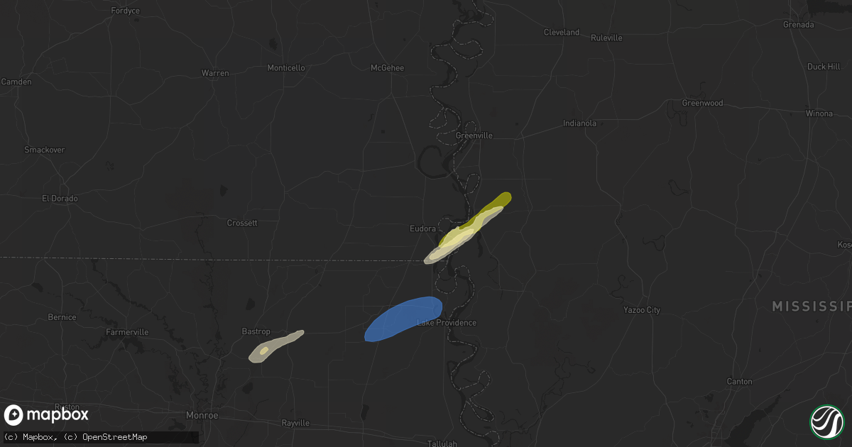 Hail map in Eudora, AR on January 5, 2025