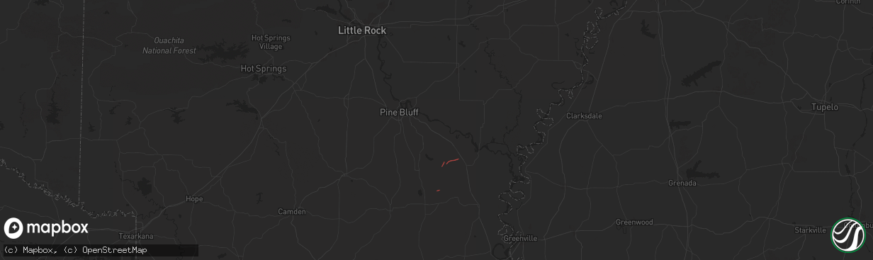 Hail map in Grady, AR on January 5, 2025