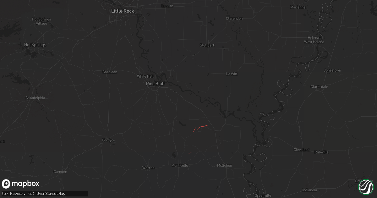 Hail map in Grady, AR on January 5, 2025