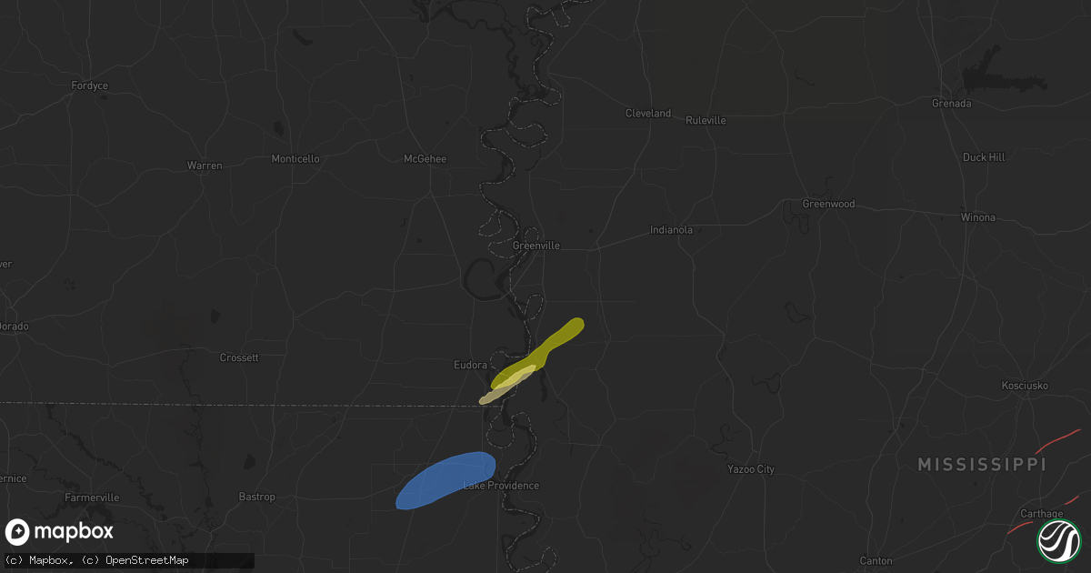 Hail map in Greenville, MS on January 5, 2025
