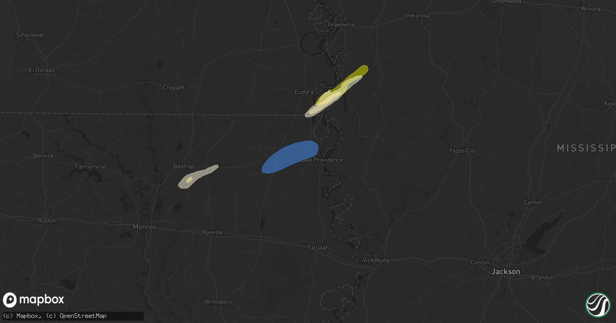 Hail map in Lake Providence, LA on January 5, 2025