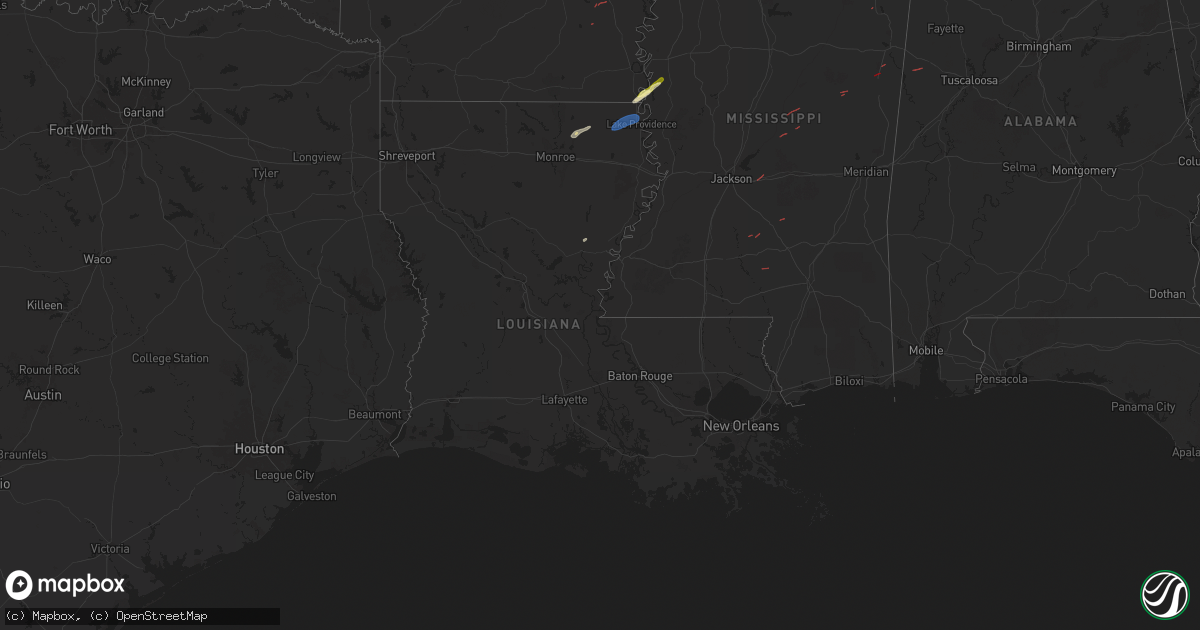 Hail map in Louisiana on January 5, 2025