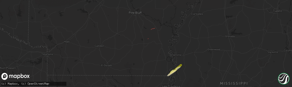 Hail map in Monticello, AR on January 5, 2025