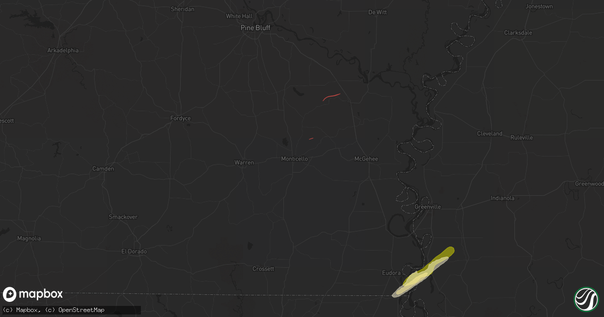 Hail map in Monticello, AR on January 5, 2025