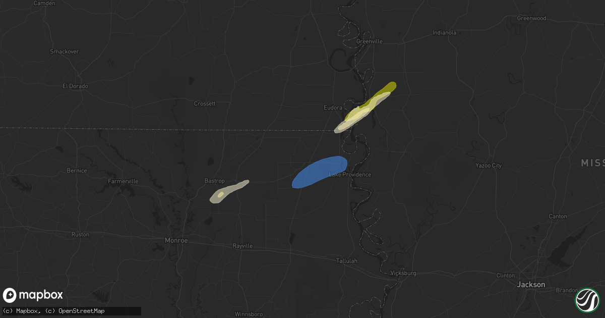 Hail map in Oak Grove, LA on January 5, 2025