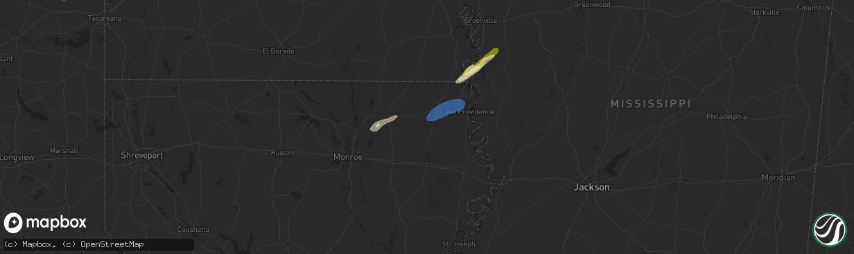 Hail map in Pioneer, LA on January 5, 2025