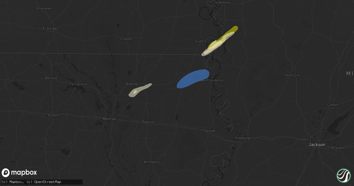 Hail map in Pioneer, LA on January 5, 2025