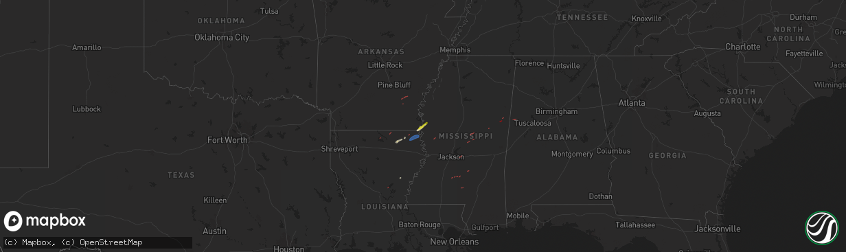 Hail map on January 5, 2025