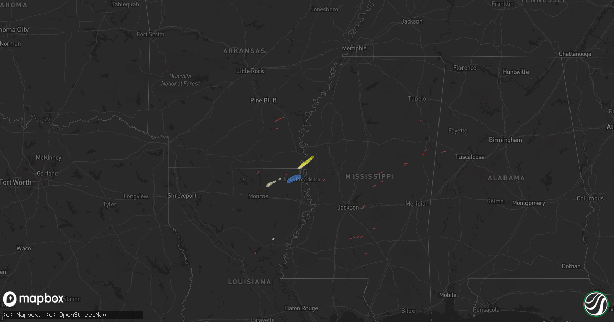 Hail map on January 5, 2025