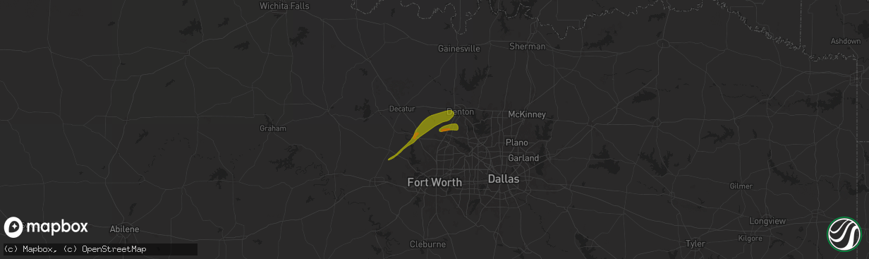 Hail map in Justin, TX on January 6, 1900