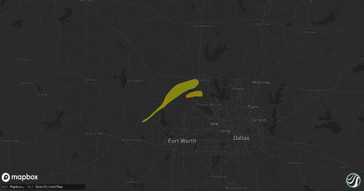 Hail map in Justin, TX on January 6, 1900