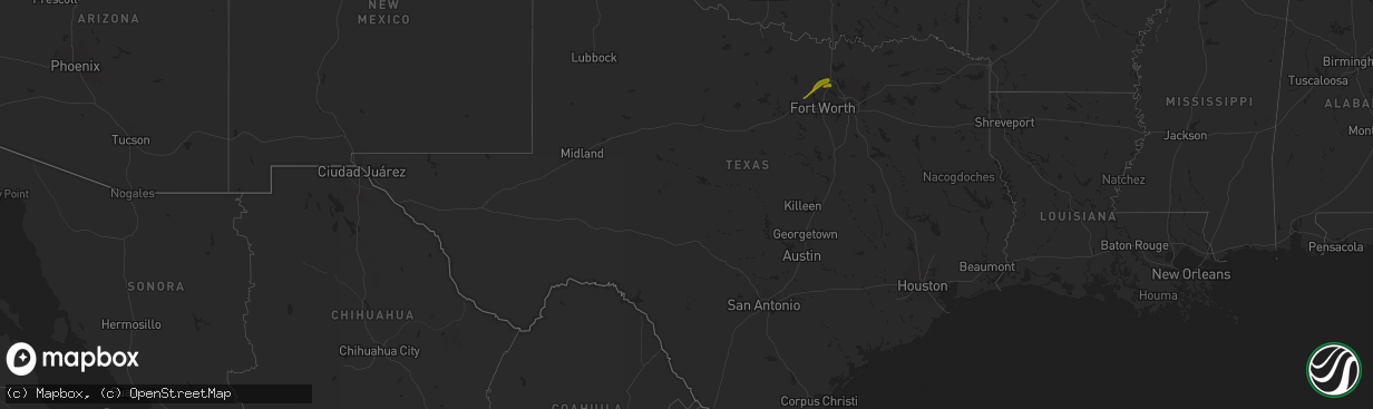 Hail map in Texas on January 6, 1900