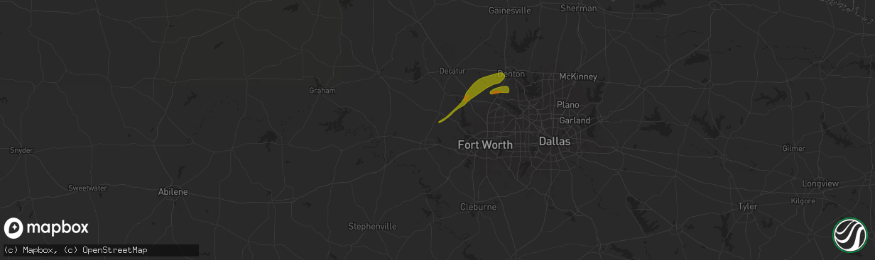 Hail map in Weatherford, TX on January 6, 1900