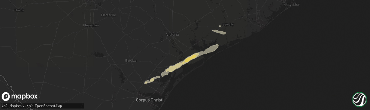 Hail map in Blessing, TX on January 6, 2016