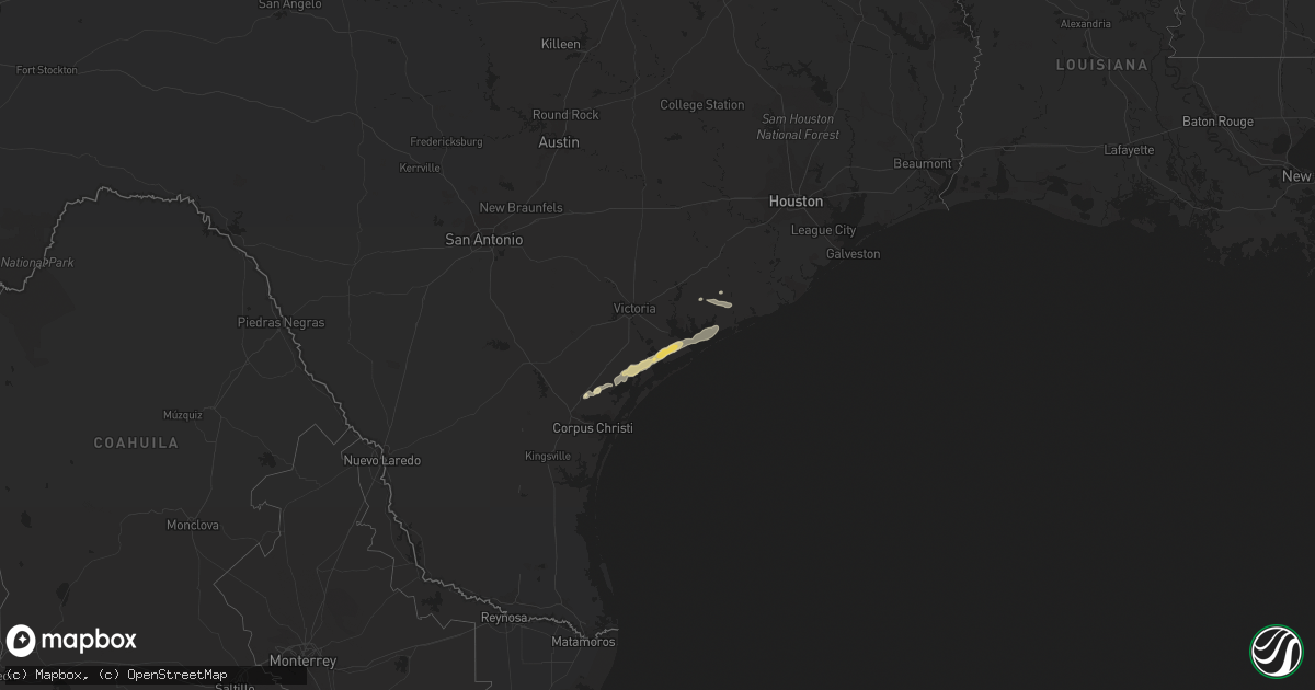 Hail map in Texas on January 6, 2016
