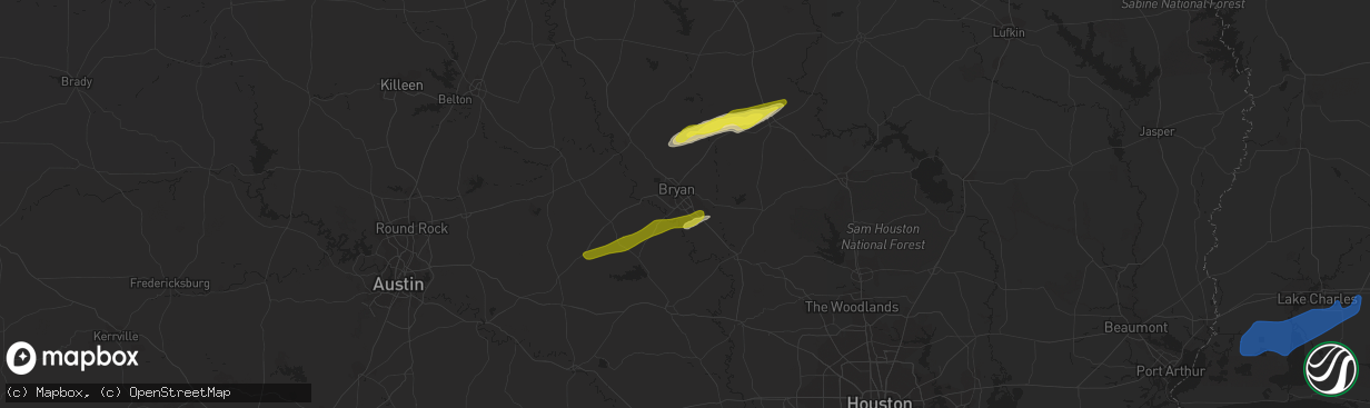 Hail map in College Station, TX on January 6, 2021