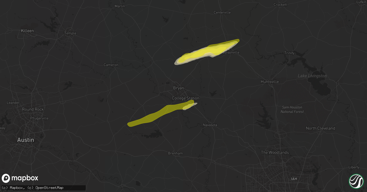Hail map in College Station, TX on January 6, 2021