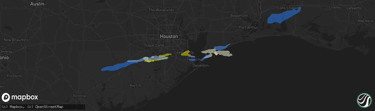 Hail map in Dickinson, TX on January 6, 2021