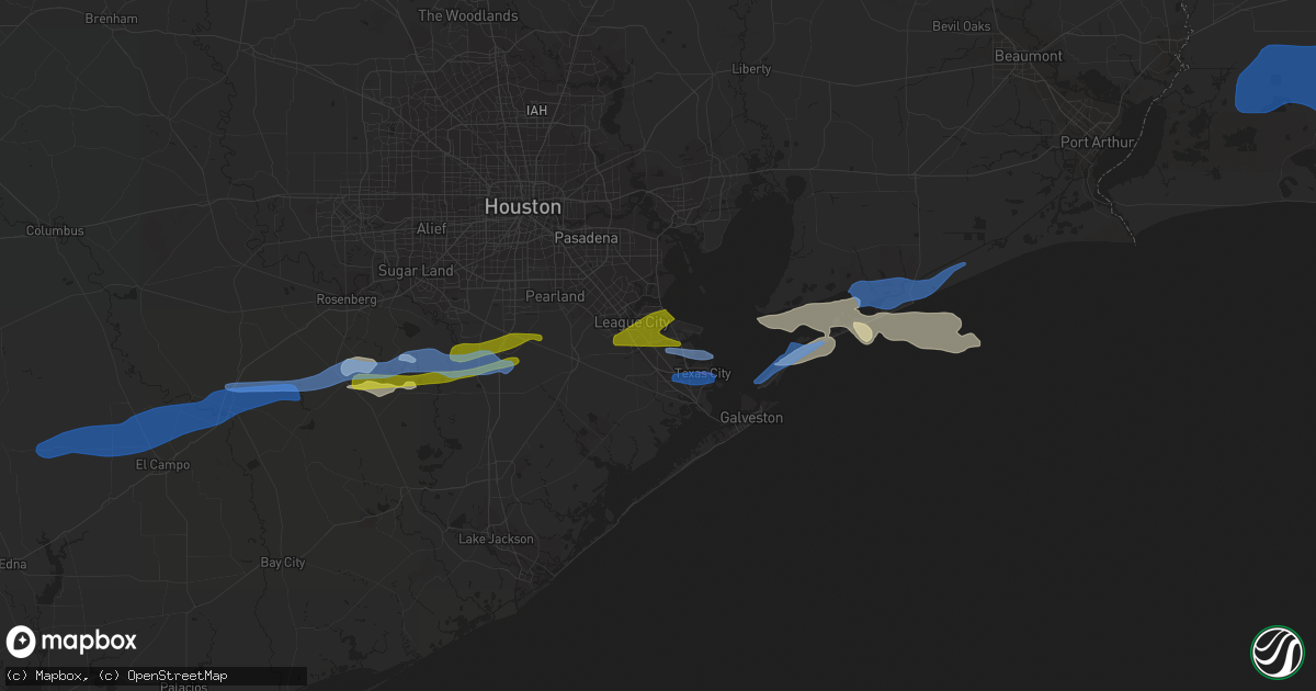 Hail map in Dickinson, TX on January 6, 2021