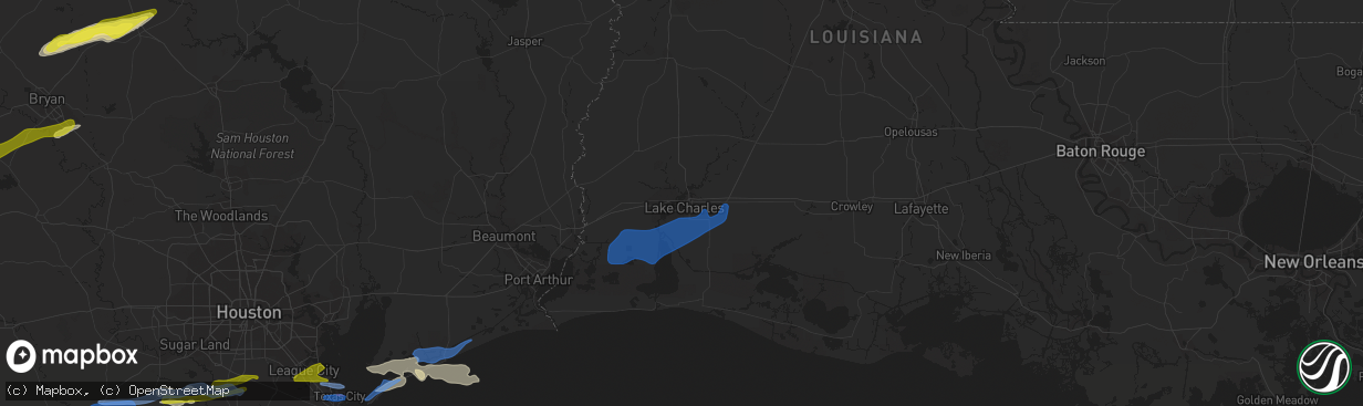 Hail map in Lake Charles, LA on January 6, 2021