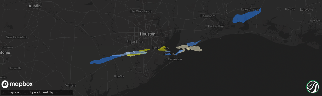 Hail map in League City, TX on January 6, 2021