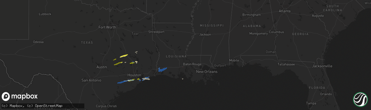 Hail map in Louisiana on January 6, 2021