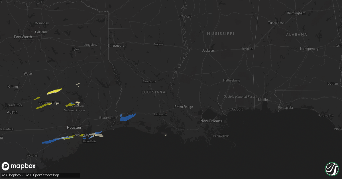 Hail map in Louisiana on January 6, 2021