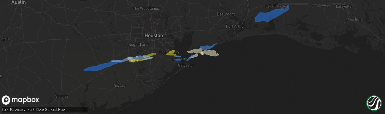 Hail map in Port Bolivar, TX on January 6, 2021