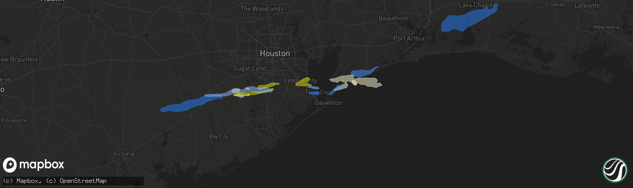 Hail map in Texas City, TX on January 6, 2021