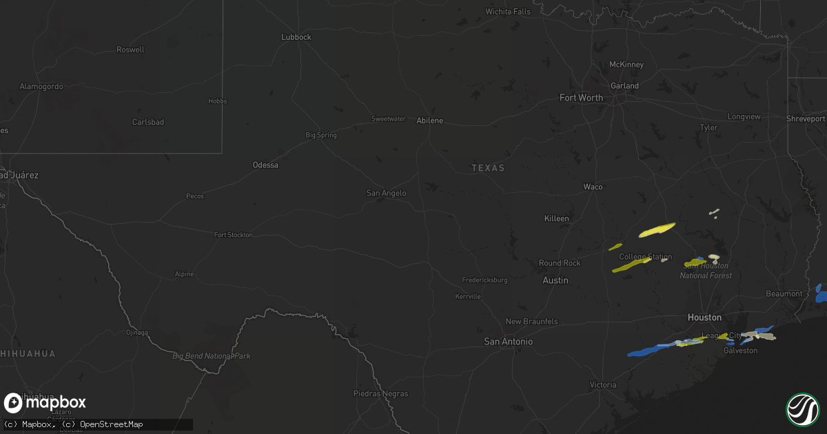 Hail map in Texas on January 6, 2021