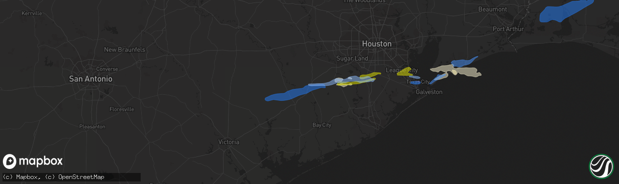 Hail map in Wharton, TX on January 6, 2021