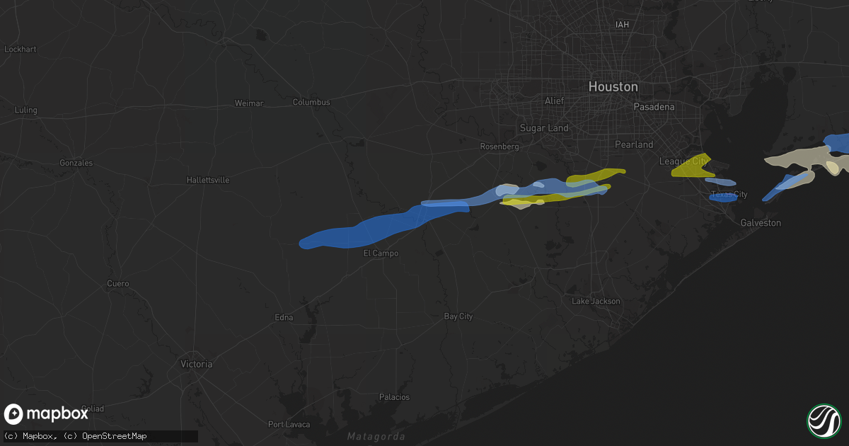 Hail map in Wharton, TX on January 6, 2021