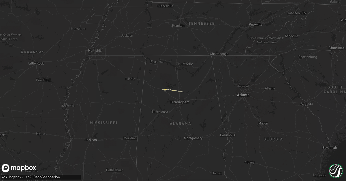 Hail map on January 7, 2012