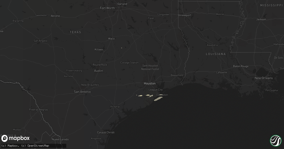 Hail map in Texas on January 7, 2018