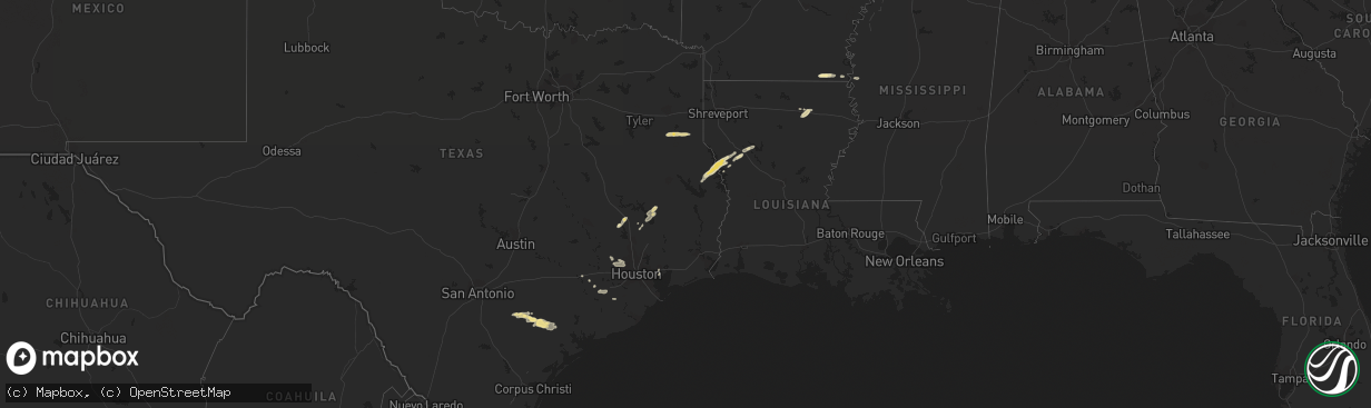 Hail map in Louisiana on January 7, 2023