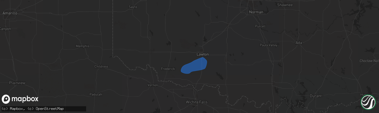 Hail map in Cache, OK on January 7, 2026