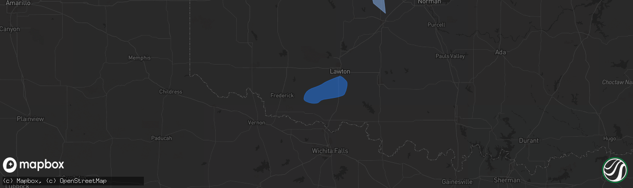 Hail map in Chattanooga, OK on January 7, 2026