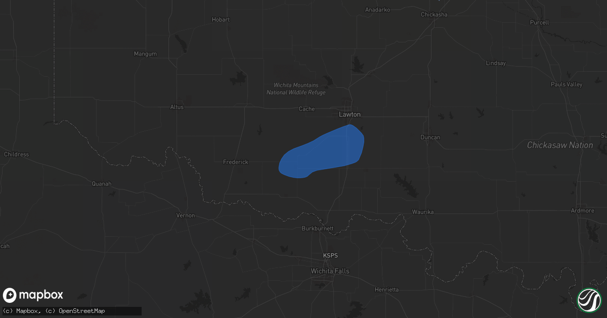 Hail map in Chattanooga, OK on January 7, 2026