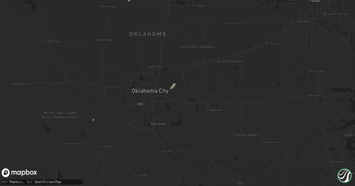 Hail map in Choctaw, OK on January 7, 2026
