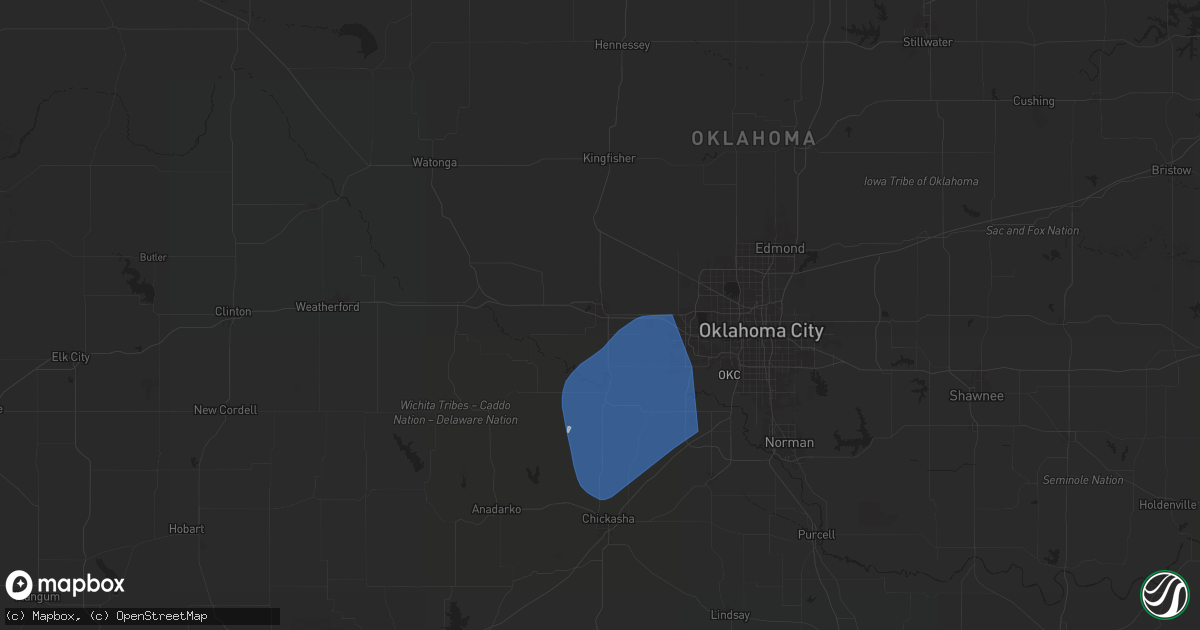 Hail map in El Reno, OK on January 7, 2026
