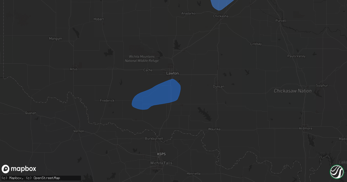 Hail map in Geronimo, OK on January 7, 2026
