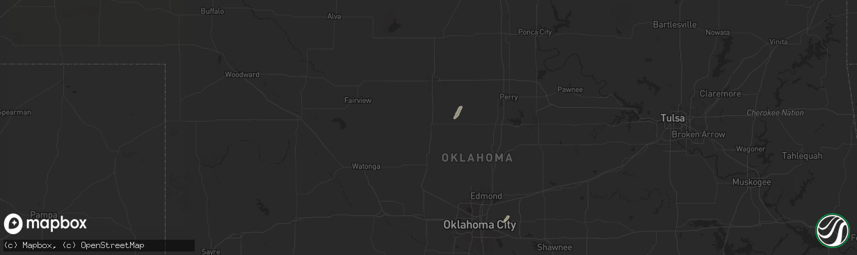 Hail map in Hennessey, OK on January 7, 2026