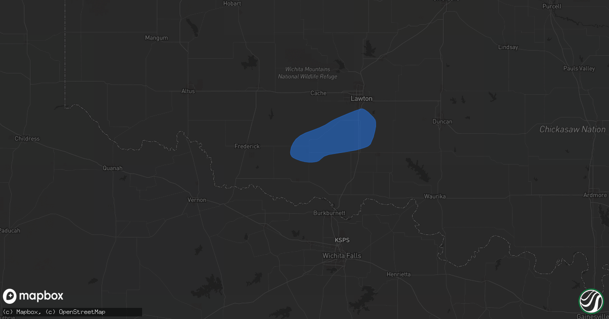 Hail map in Loveland, OK on January 7, 2026