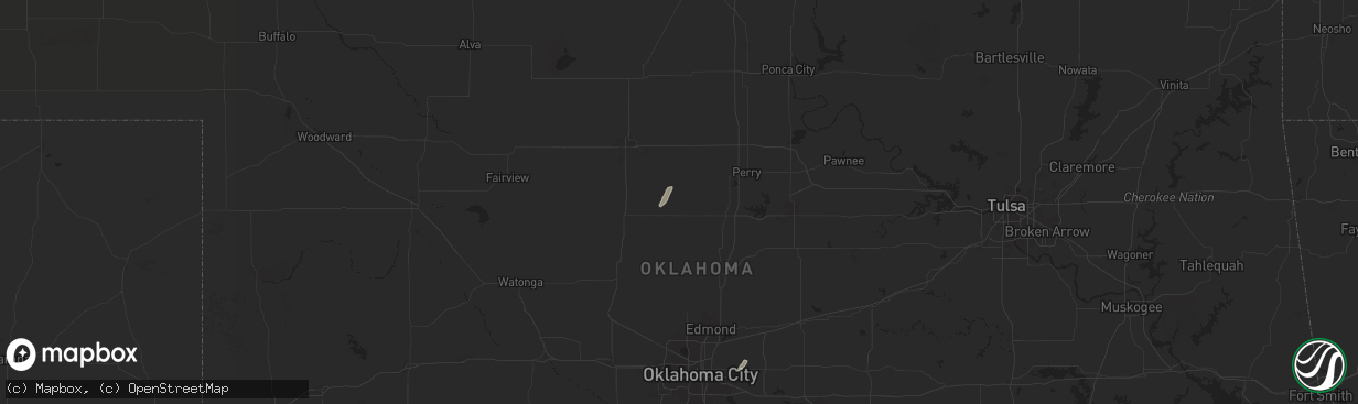 Hail map in Marshall, OK on January 7, 2026