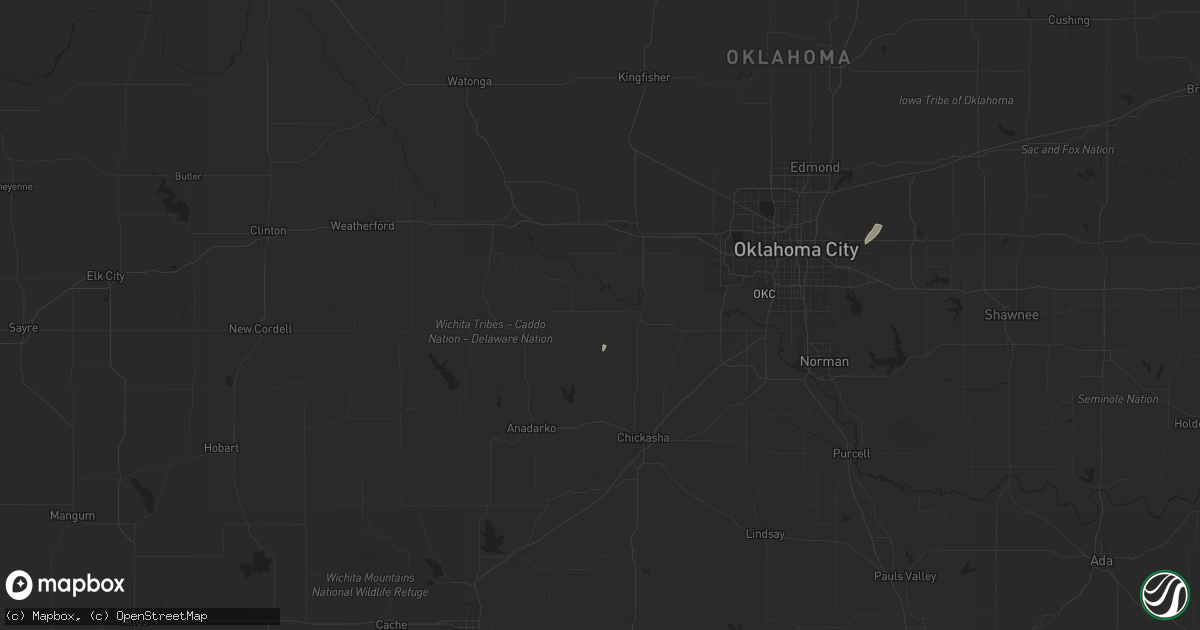 Hail map in Minco, OK on January 7, 2026
