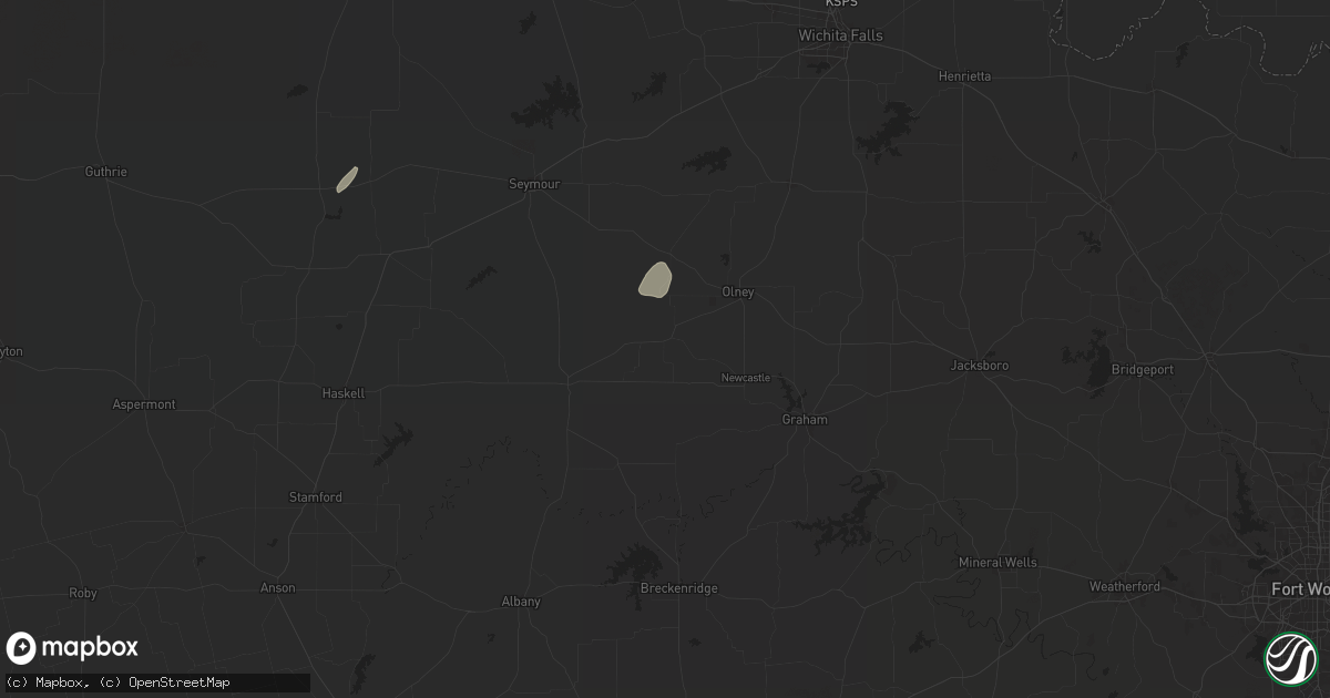Hail map in Newcastle, TX on January 7, 2026