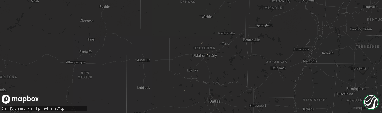 Hail map in Oklahoma on January 7, 2026