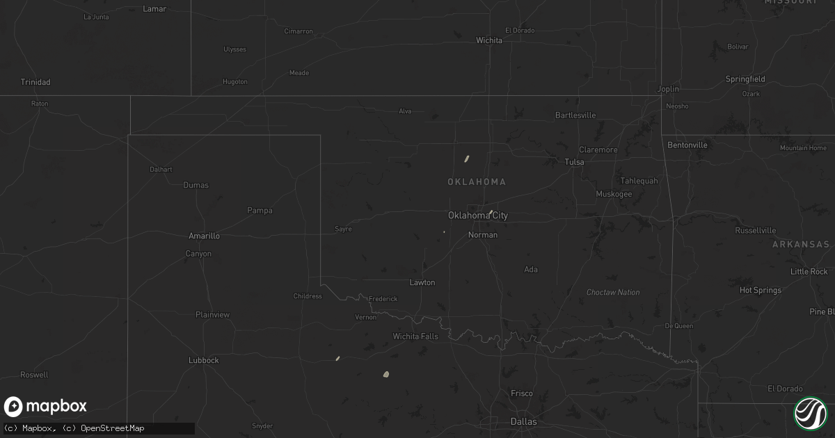 Hail map in Oklahoma on January 7, 2026